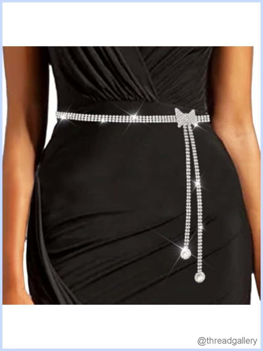 Silver Rhinestone Belt Chain Adjustable Sparkly Waist Accessory for Women